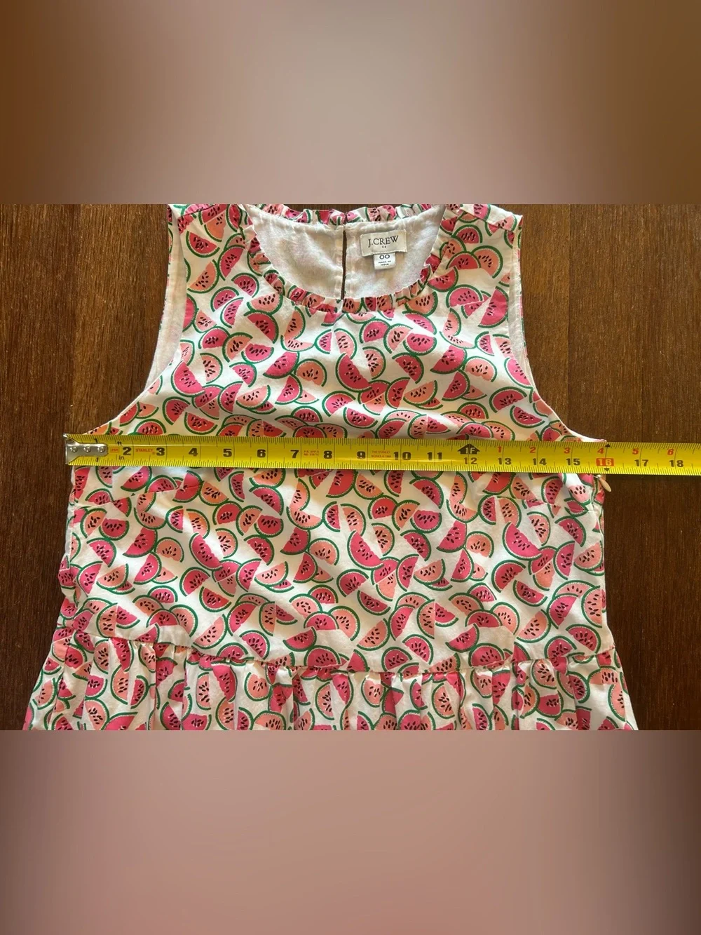J.Crew Re-Imagined Watermelon Print Tiered Ruffle Dress Size 00